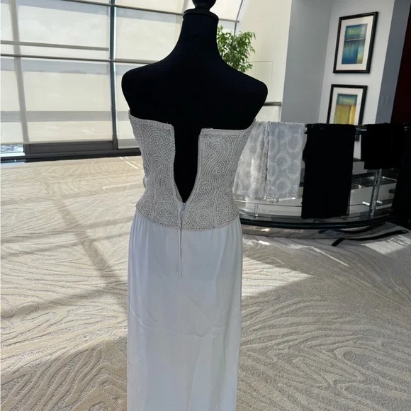 Vintage Handmade Strapless Cream Hand Beaded and pearled corset top and skirt - Picture 4 of 12